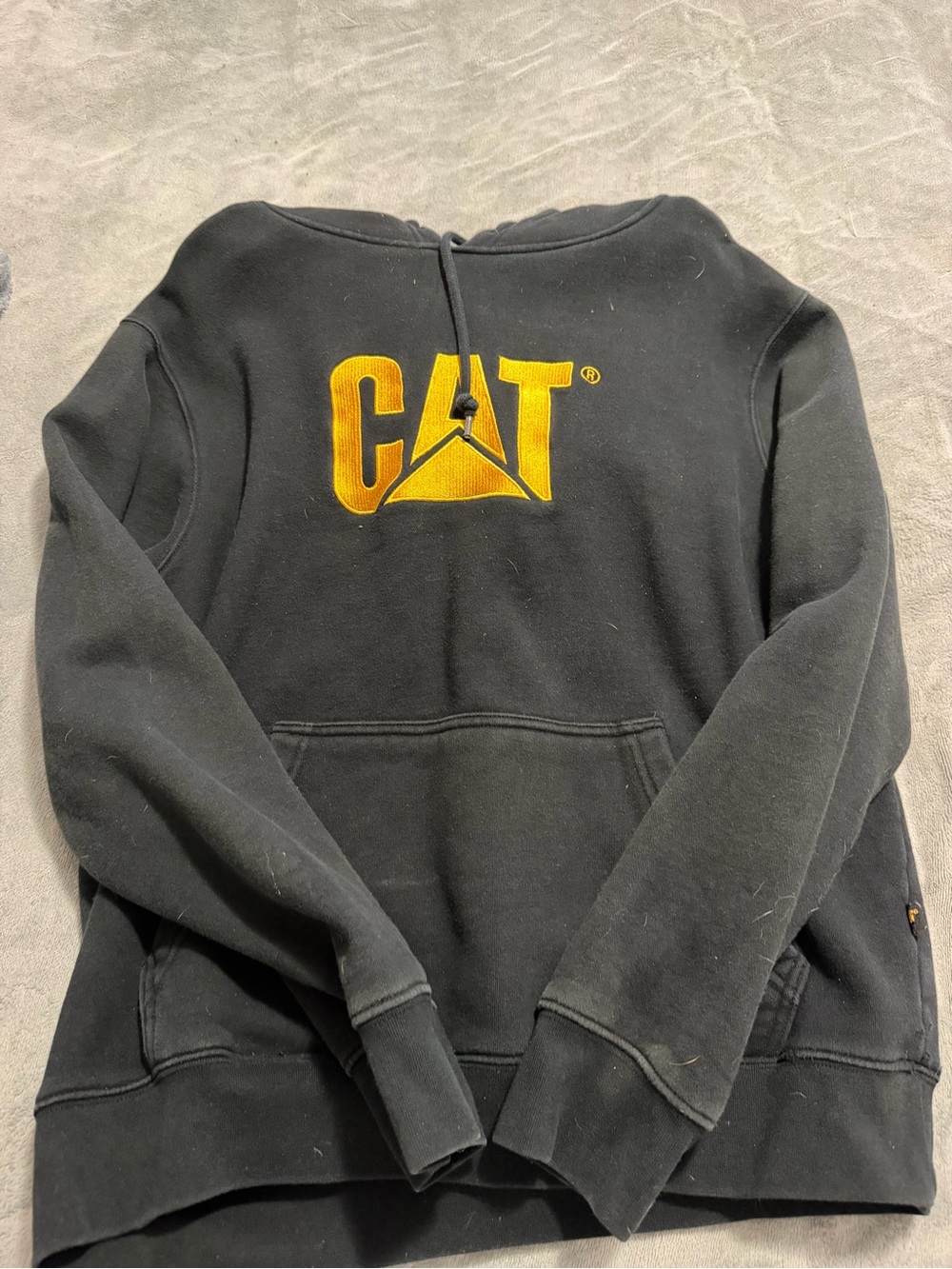 CAT Black Crewneck Sweatshirt with Yellow Logo